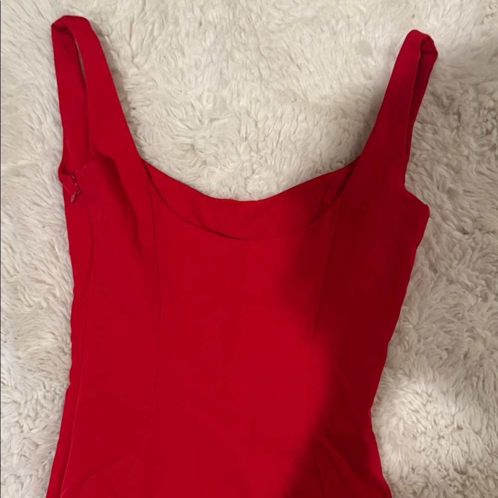 House of CB Red Scoop-Neck Midi Dress drop waist xs amore scarlet - Picture 15 of 15